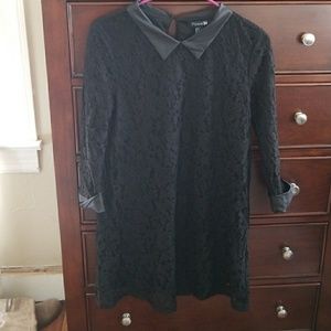 Black lace dress with pleather collar and cuffs